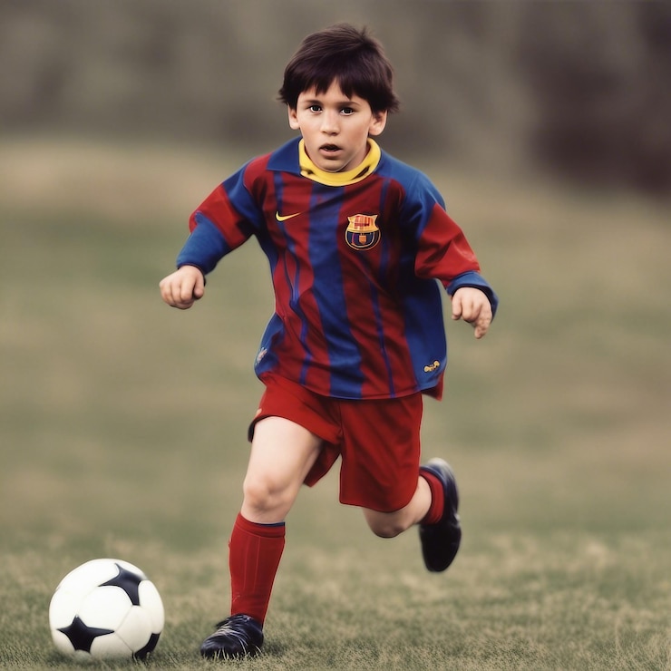 Premium AI Image | Lionel Messi Barcelona old childhood picture