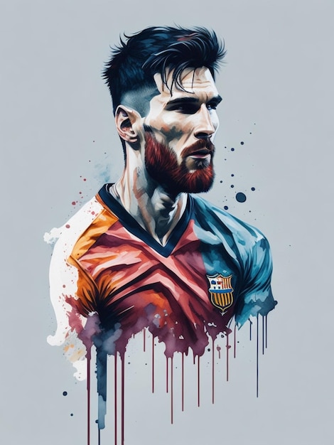 Photo lionel messi watercolor