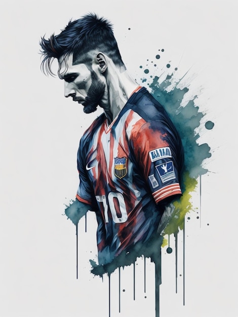 Photo lionel messi watercolor