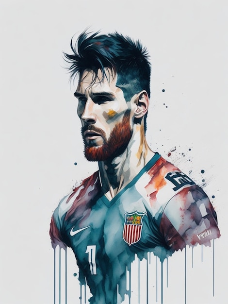 Photo lionel messi watercolor