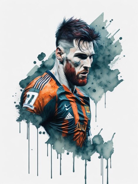 Photo lionel messi watercolor