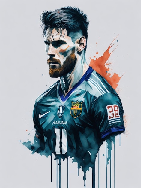 Photo lionel messi watercolor