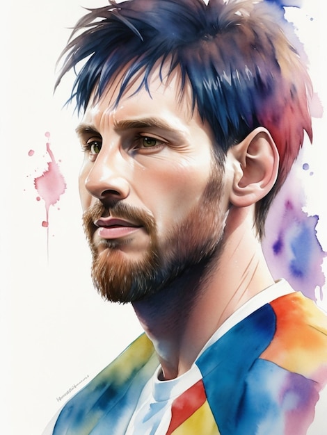 lionel messi watercolor