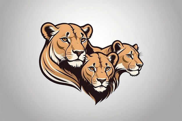 Lioness and Cubs Logo Template Family and Protection