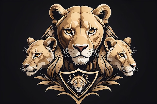 Lioness and Cubs Logo Template Family and Protection