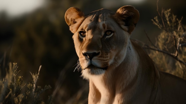 A lioness in the dark