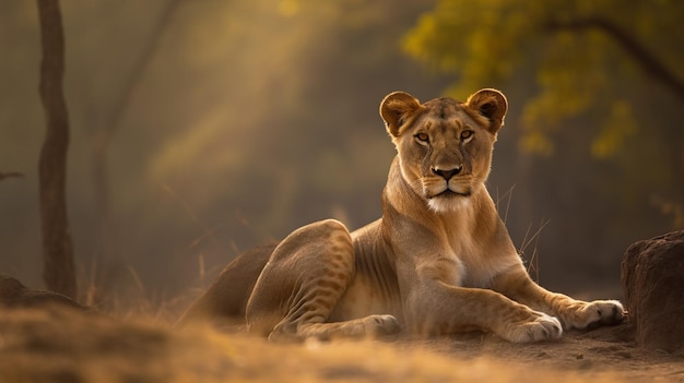 Lioness in the forest kenya