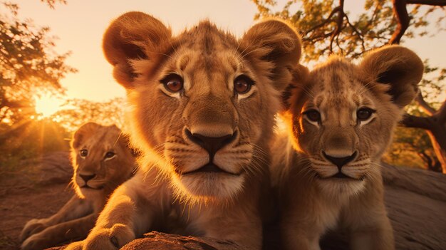 Foto leoni da sotto vista anteriore ora d'oro national geo 2