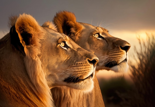 Lions in the golden hour