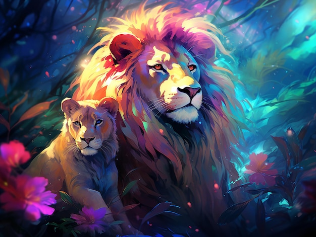 Красочный мультфильм в стиле львов