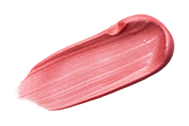 Lip gloss isolated on white Smudged pink makeup product sample