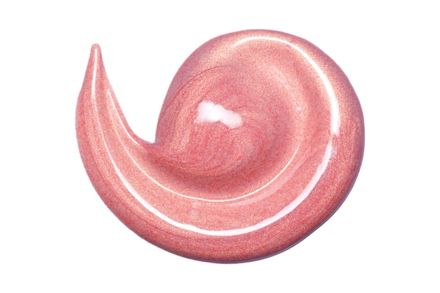 Образец блеска для губ, изолированные на белом. Образец нечеткого розового макияжа.