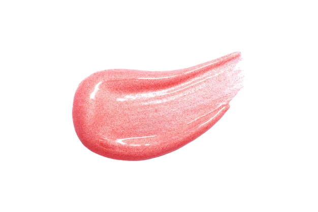 Lip gloss smear isolated on white Smudged makeup product sample