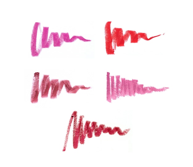 Photo lip pencil strokes in different shades on white