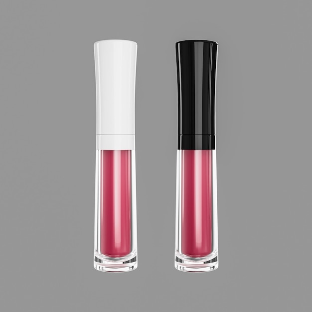 Lipgloss fles mockup sjabloon geïsoleerd op een witte achtergrond 3d illustratie