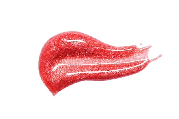 Lipgloss monster geïsoleerd op wit Smudged roze lipgloss