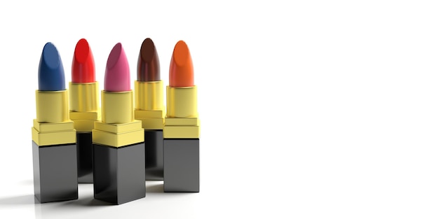 Lippenstift make-up Lippenstift verschillende kleuren geÃ¯soleerd tegen witte achtergrond kopie ruimte