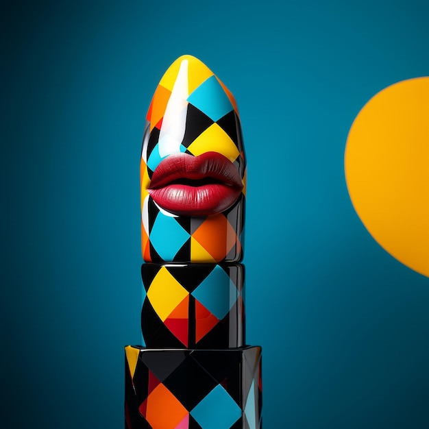 Lippenstift op een kleurrijke achtergrond 3D-rendering 3D-afbeelding
