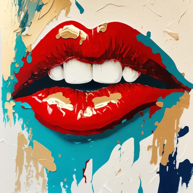 Lips drawing with paint Generative AI