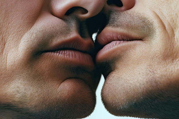 Lips of kissing men closeup The concept of homosexuality and gender rights Generative AI