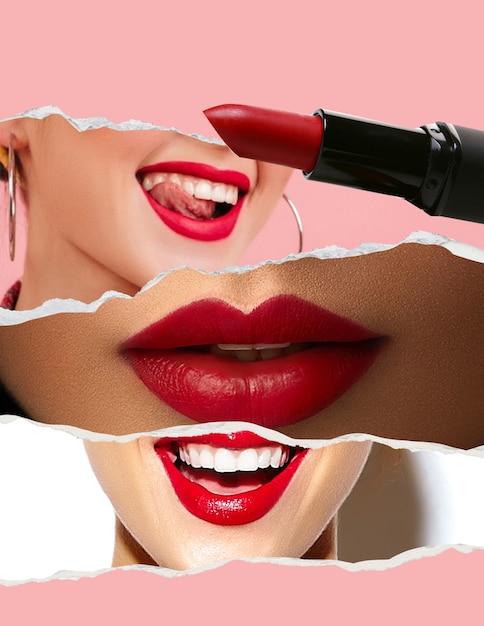 Lips and makeup collage