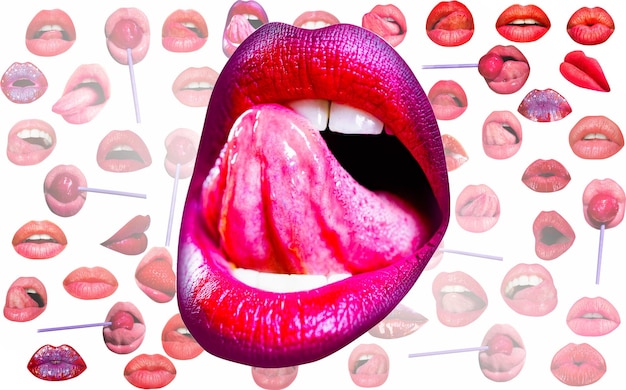 Lips and mouth sexy tongue licking sensual lips red lip background female lips open sexy mouth