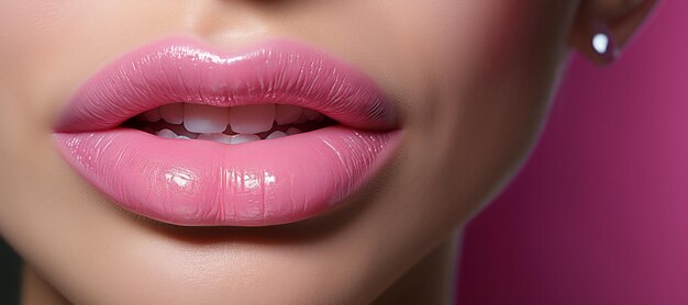 lips with shiny lipstick closeup Generative AI