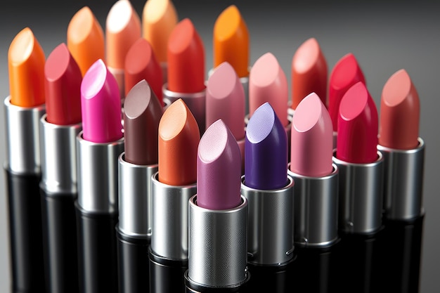 lipstick assorted colors shapes and size professional advertising photography AI Generated