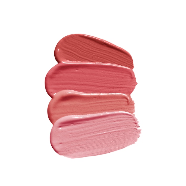 Lipstick brush strokes in different shades of nude color isolated