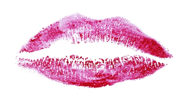 Lipstick kiss isolated on white