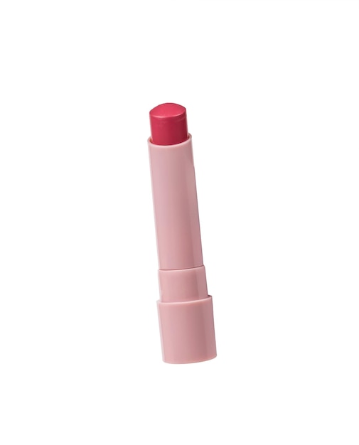 Lipstick for lips in a beige tube isolated on a white background Makeup tool