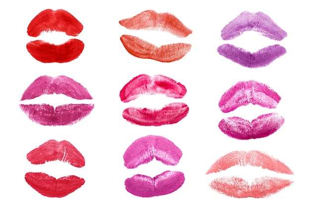 Premium Photo | Lipstick marks set