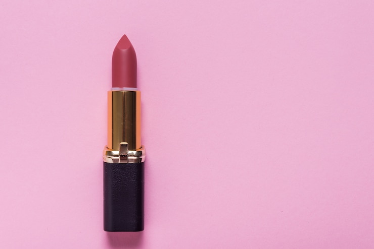 Photo lipstick on pink background
