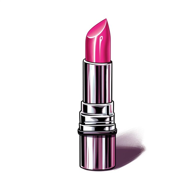 lipstick with a pink lip and a silver base generative ai