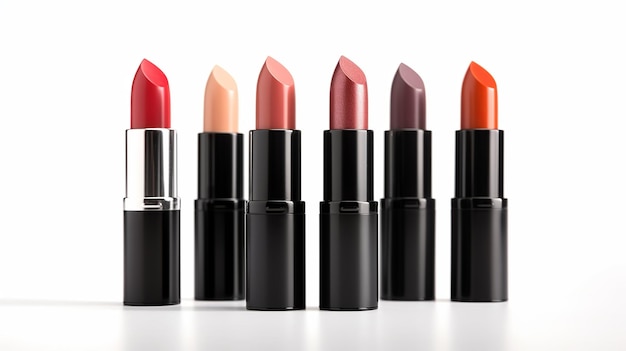 Lipsticks isolated white background Generative Ai