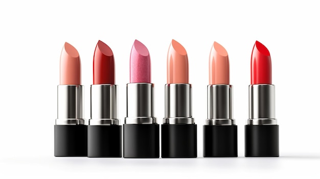 Lipsticks isolated white background Generative Ai