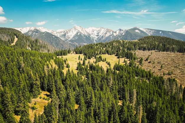 Liptov region in the backround with Western Tatras mountains around Liptovsky Mikulas landspace Slovakia