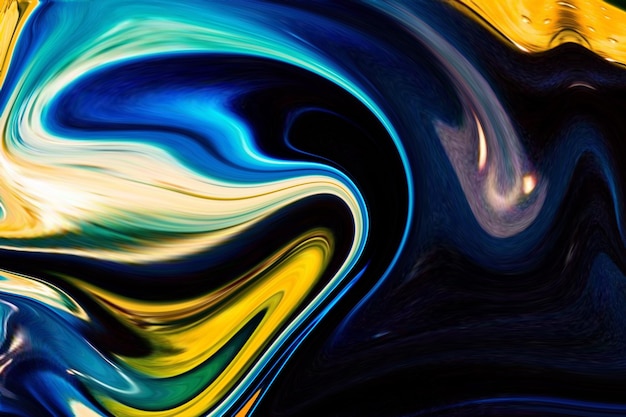liquid abstract background with oil painting streaks and colorful watercolor