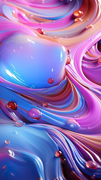 Liquid abstract pink and blue background with drops