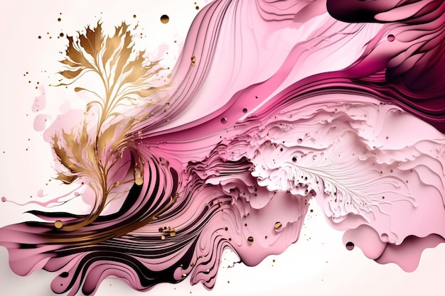 Liquid abstract pink and white alcohol ink background