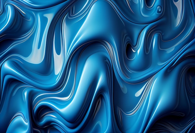 Liquid blue wavy plastic texture Wrinkle silicone sheet Wrinkle background Notches of rubber sheet Art illustration Generative Ai