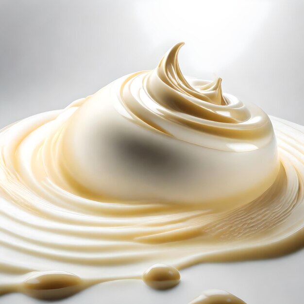 Foto crema liquida in tazza a onde e gocce