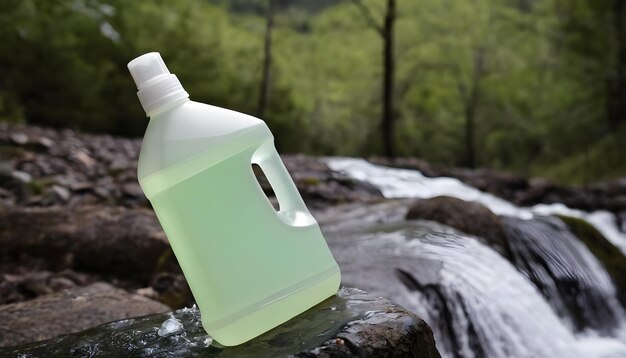 Photo liquid detergent in a plastic bottle