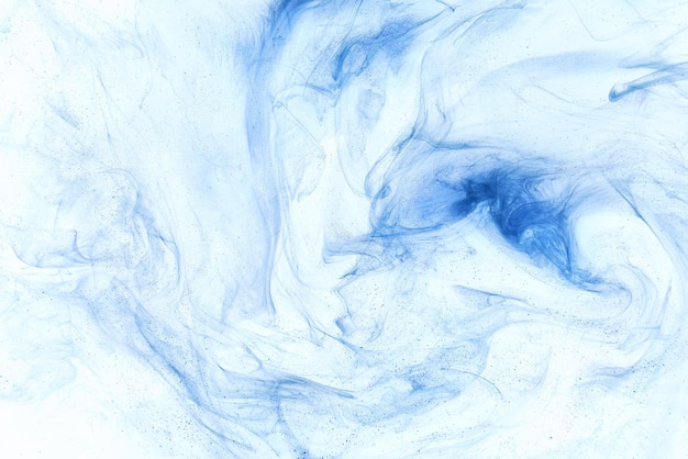 Liquid fluid art abstract background Blue acrylic paint underwater galactic smoke ocean