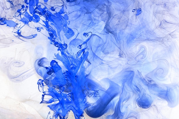 Liquid fluid art abstract background Blue acrylic paint underwater galactic smoke ocean