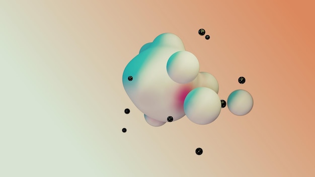 Liquid fluid dynamic abstract animated white metaball floating spheres blobs drops bubbles in