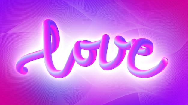 Liquid or Fluid Gradient colorful lettering Love