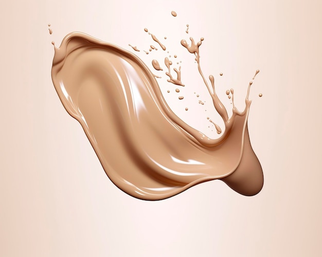 Liquid foundation splash element fluid cosmetic cream 3d rendering