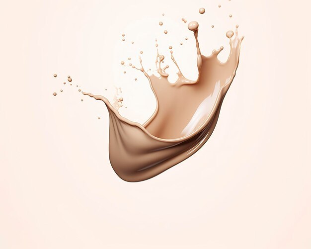 Liquid foundation splash element fluid cosmetic cream 3d rendering