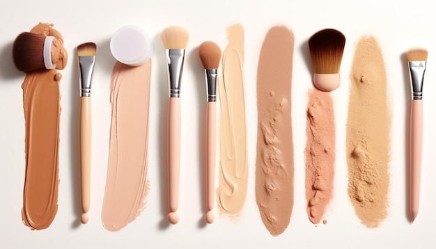 liquid foundations makeup brush swatches and face